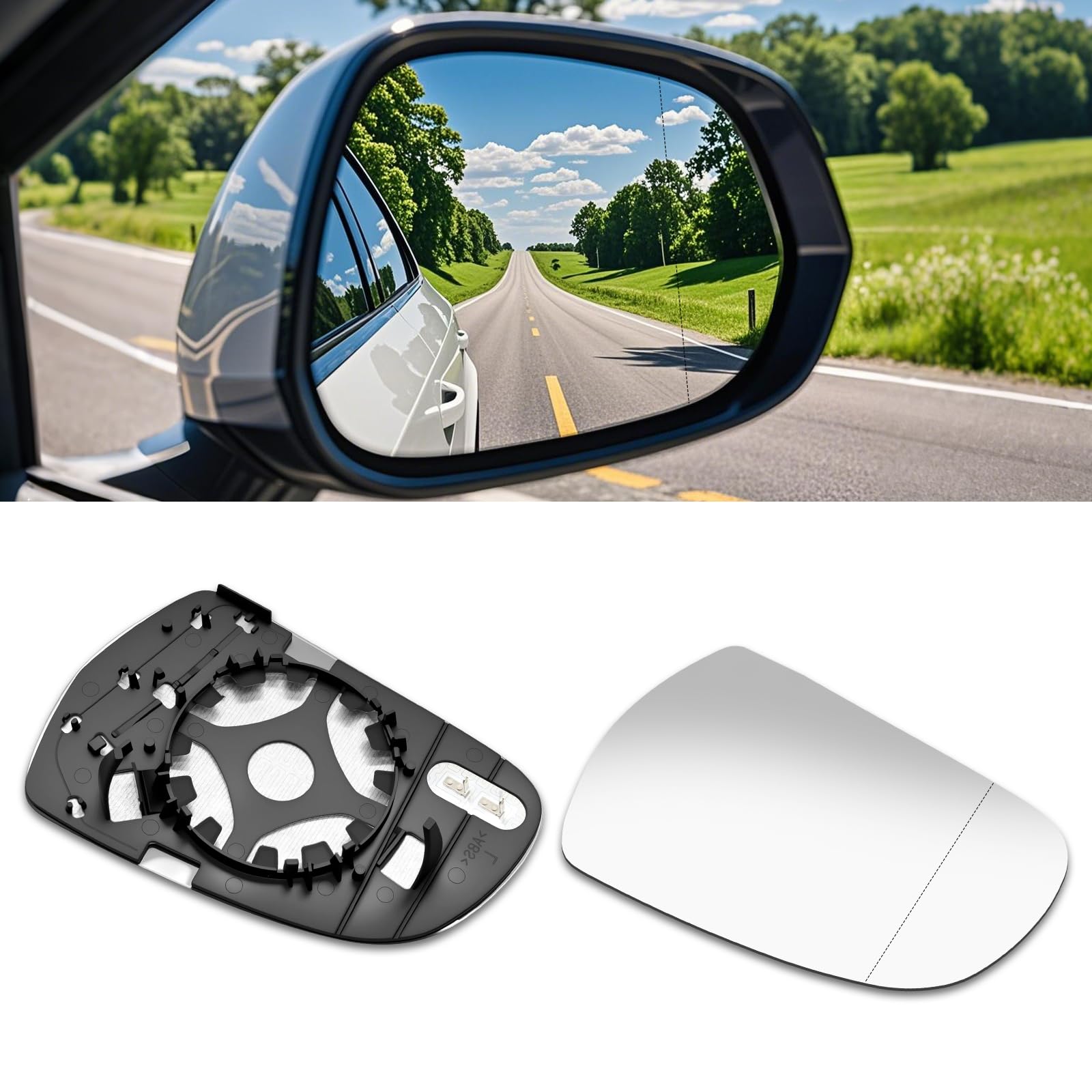 Wvoillty Spiegelglas Rechts Beheizbar Ersatzspiegelglas für AuDi A3(2010-2013), A4L B8(2013-2016), A5(2010-2016) mit Trägerplatte, Asphärisch / 8K0 857 536A von Wvoillty