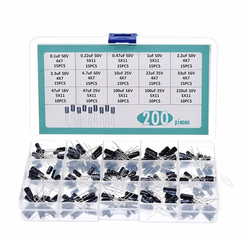 Vervollständigt 200pcs Elektrolytkondensator Set Plastikkondensator Für Elektronikprojekte Reparaturen Und Prototyping Bedürfnisse von Wynrzyj