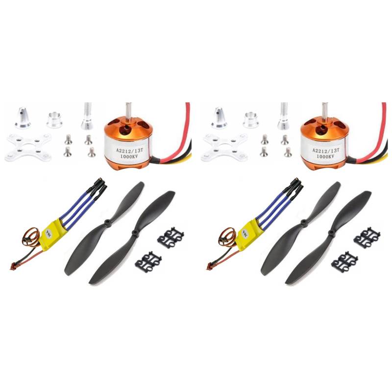 Wzxksoac 2X RC 2212 1000KV BüRstenloser Motor + 30A ESC Elektrischer Geschwindigkeitsregler + 1045 Propeller-Kit für RC Multicopter Quadcopter von Wzxksoac