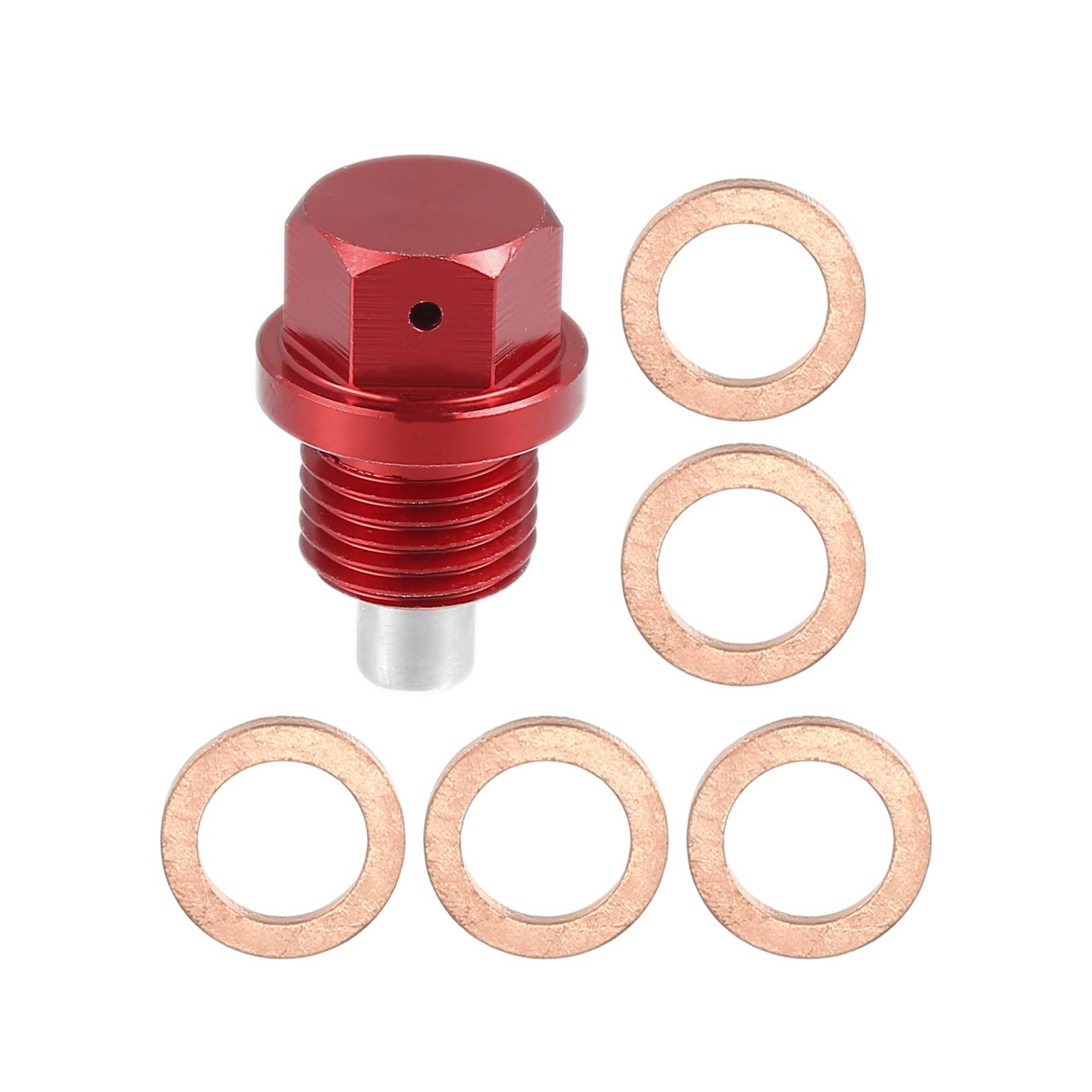 X AUTOHAUX 1 Satz M14x1,5 Ölablassschraube Magnetische Aluminium Sumpfablassmutter mit 5 Unterlegscheiben für Auto Motorrad Rot X AUTOHAUX 1 Satz M14x1,5 Ölablassschraube Magnetische Aluminium Sumpfablassmutter mit 5 Unterlegscheiben für Auto Motorrad Rot von X AUTOHAUX