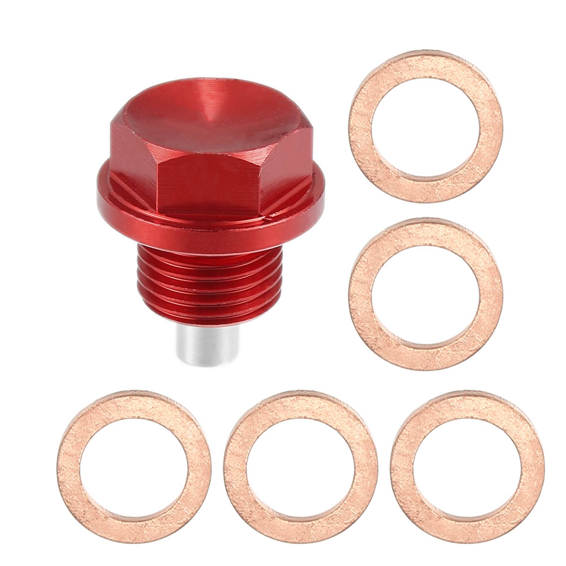 X AUTOHAUX 1 Satz M16x1,5 Ölablassschraube Magnetische Aluminium-Sumpfablassmutter mit 5 Unterlegscheiben für Auto Motorrad Rot X AUTOHAUX 1 Satz M16x1,5 Ölablassschraube Magnetische Aluminium-Sumpfablassmutter mit 5 Unterlegscheiben für Auto Motorrad Rot von X AUTOHAUX