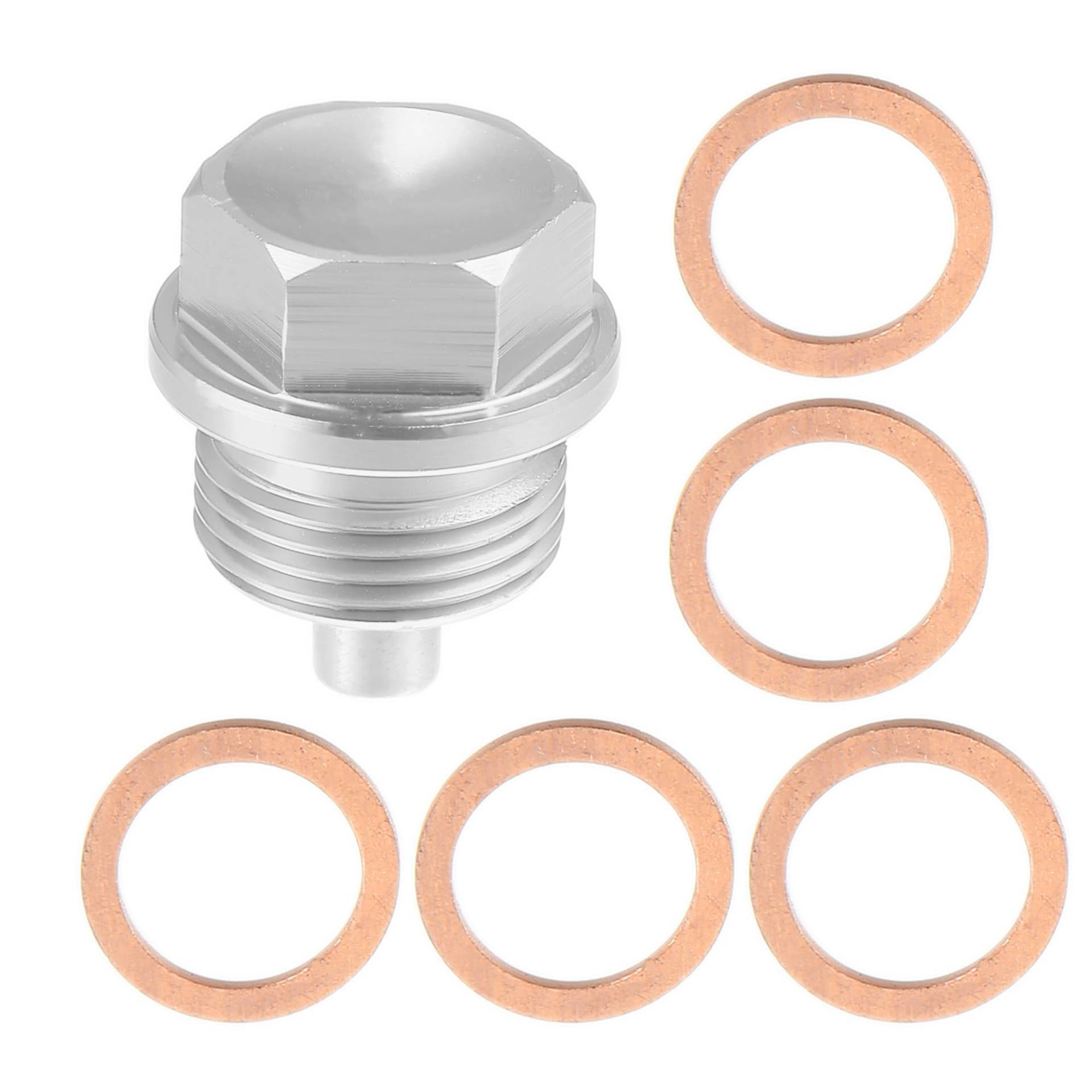 X AUTOHAUX Magnetische Ölablassschraube M20x1,5 Ölablaßschraube Aluminium-Sumpfablassmutter mit 5 Unterlegscheiben Silber X AUTOHAUX Magnetische Ölablassschraube M20x1,5 Ölablaßschraube Aluminium-Sumpfablassmutter mit 5 Unterlegscheiben Silber von X AUTOHAUX