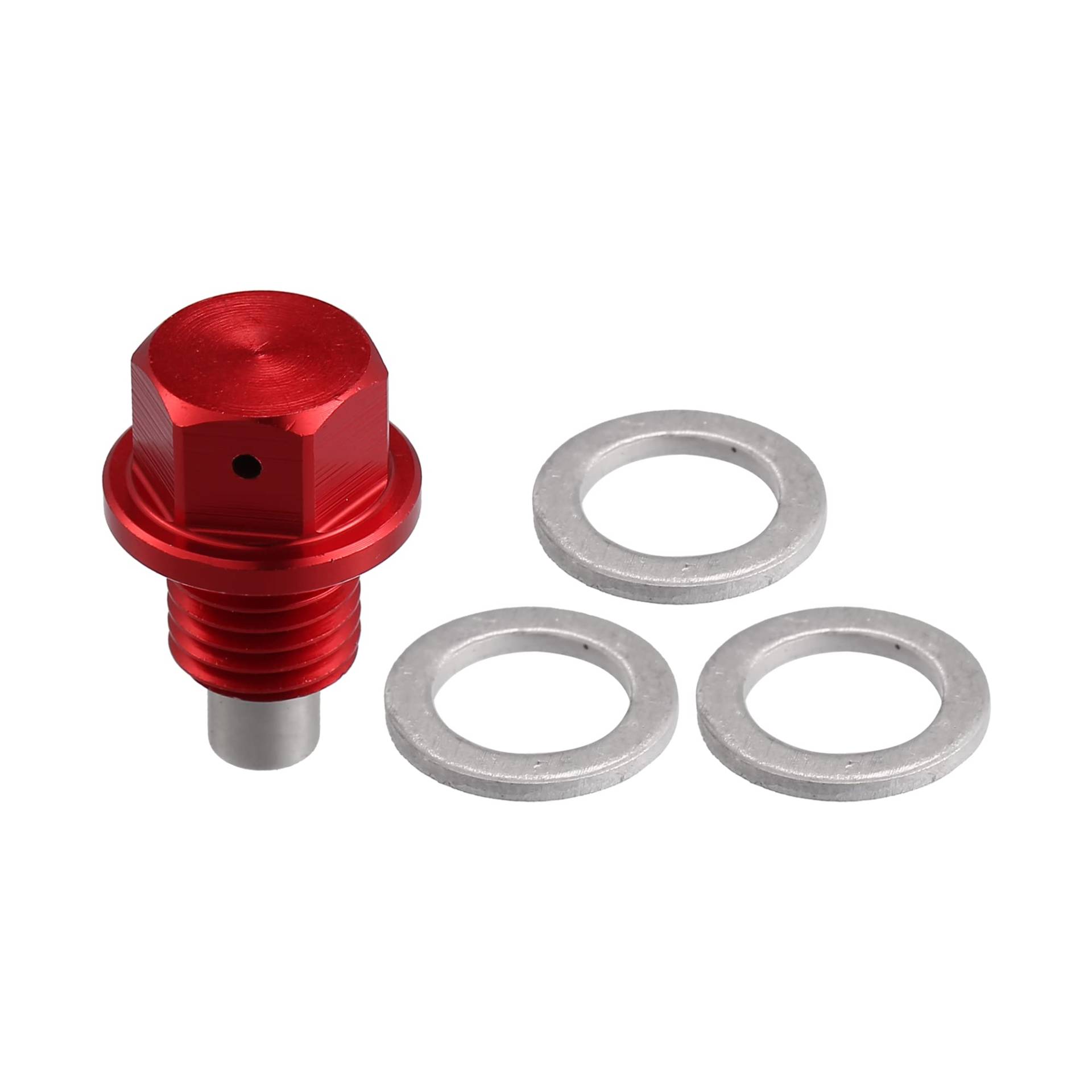 X AUTOHAUX 1 Satz Universal M12 x 1,5 Auto Magnetische Ölablassschraube Ölablassschraube Schraube mit 3 Dichtungen Rot von X AUTOHAUX