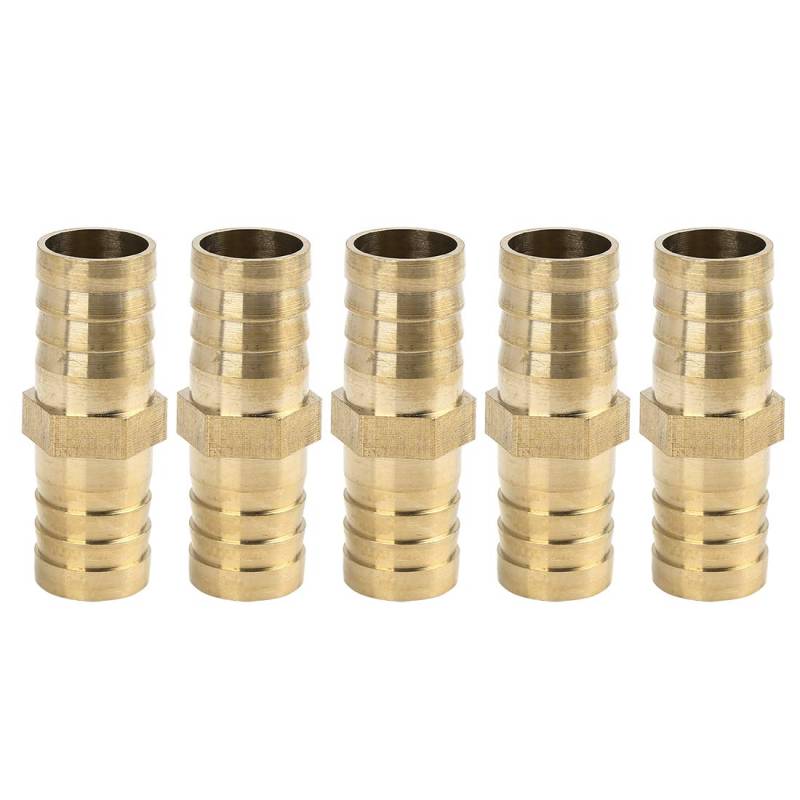 X AUTOHAUX 19 mm Messing Schlauchverschraubung gerade Verbindungsstück für Luft, Wasser, Öl, 5 Stück von X AUTOHAUX