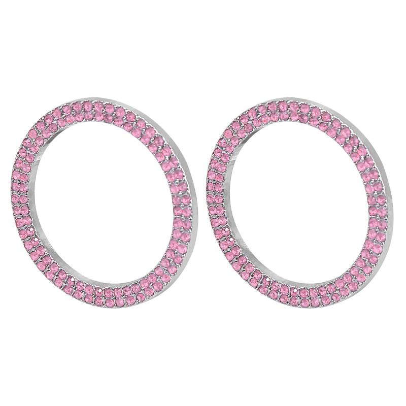 X AUTOHAUX 2 Stück Auto Motor Start Stop Dekoration Ring zweireihig Strass Push Start Knopf Zierknopf Bling-Ring Rosa von X AUTOHAUX