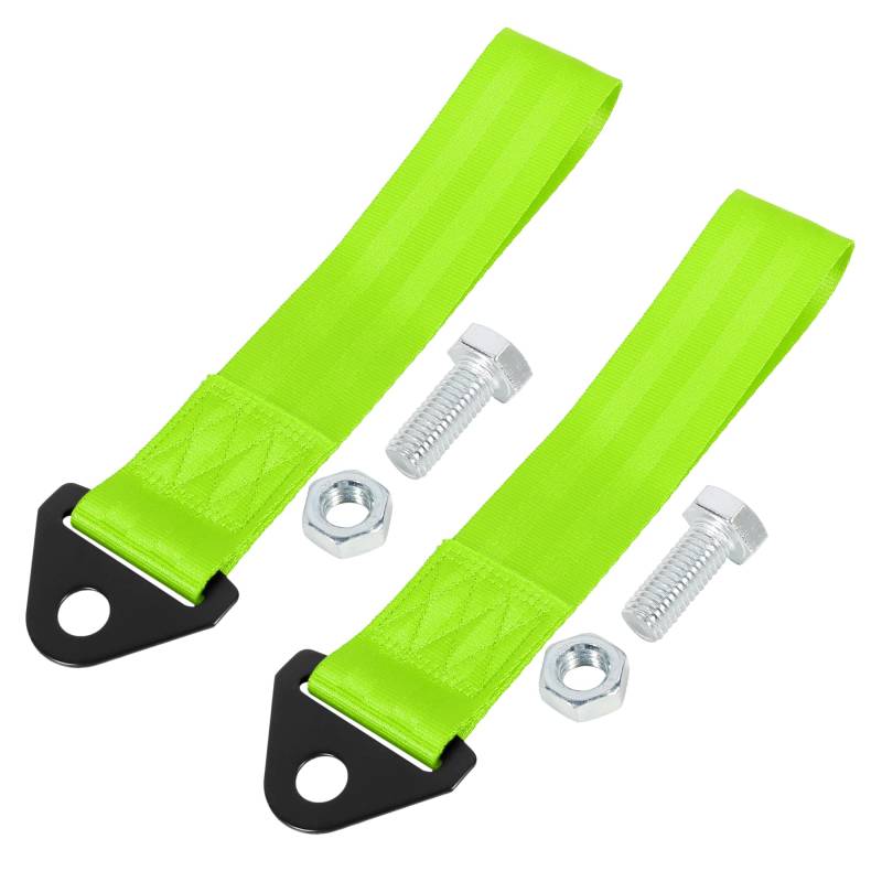 X AUTOHAUX 2 Stück Fluoreszierende Auto Abschlepphaken Stoßstange Anhänger Gurtband Grün von X AUTOHAUX