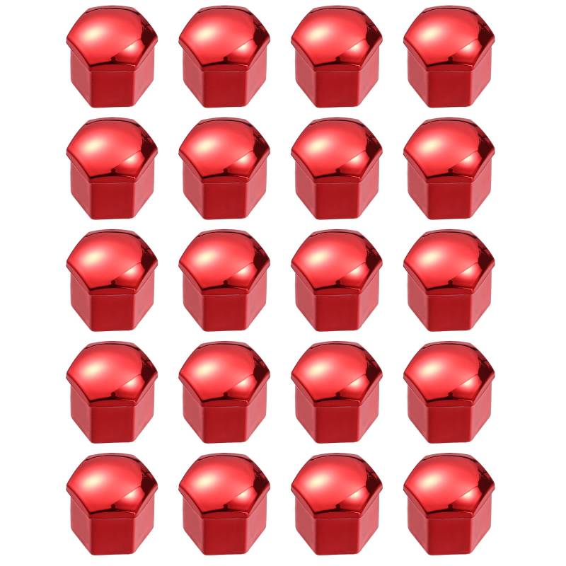 X AUTOHAUX 20 Stück Rad Radmutter Kappe Abdeckung 19mm Bolzen Kappe mit Clip rot von X AUTOHAUX