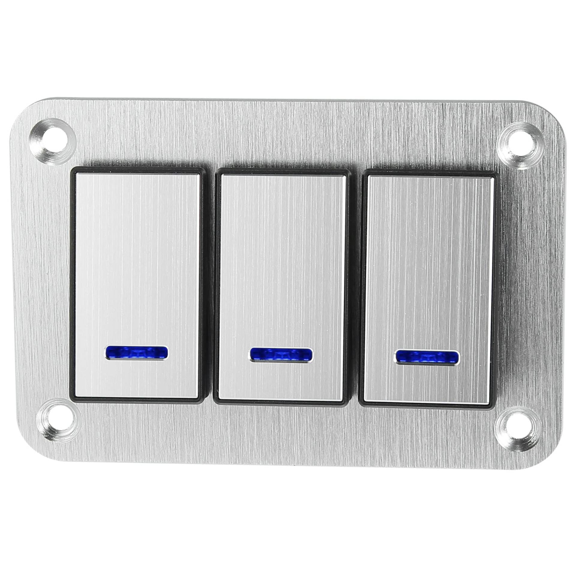 X AUTOHAUX 3 Gang Wippschalter Panel 3 Stifte Schalter DC 12V 24V Blau LED Silber X AUTOHAUX 3 Gang Wippschalter Panel 3 Stifte Schalter DC 12V 24V Blau LED Silber von X AUTOHAUX