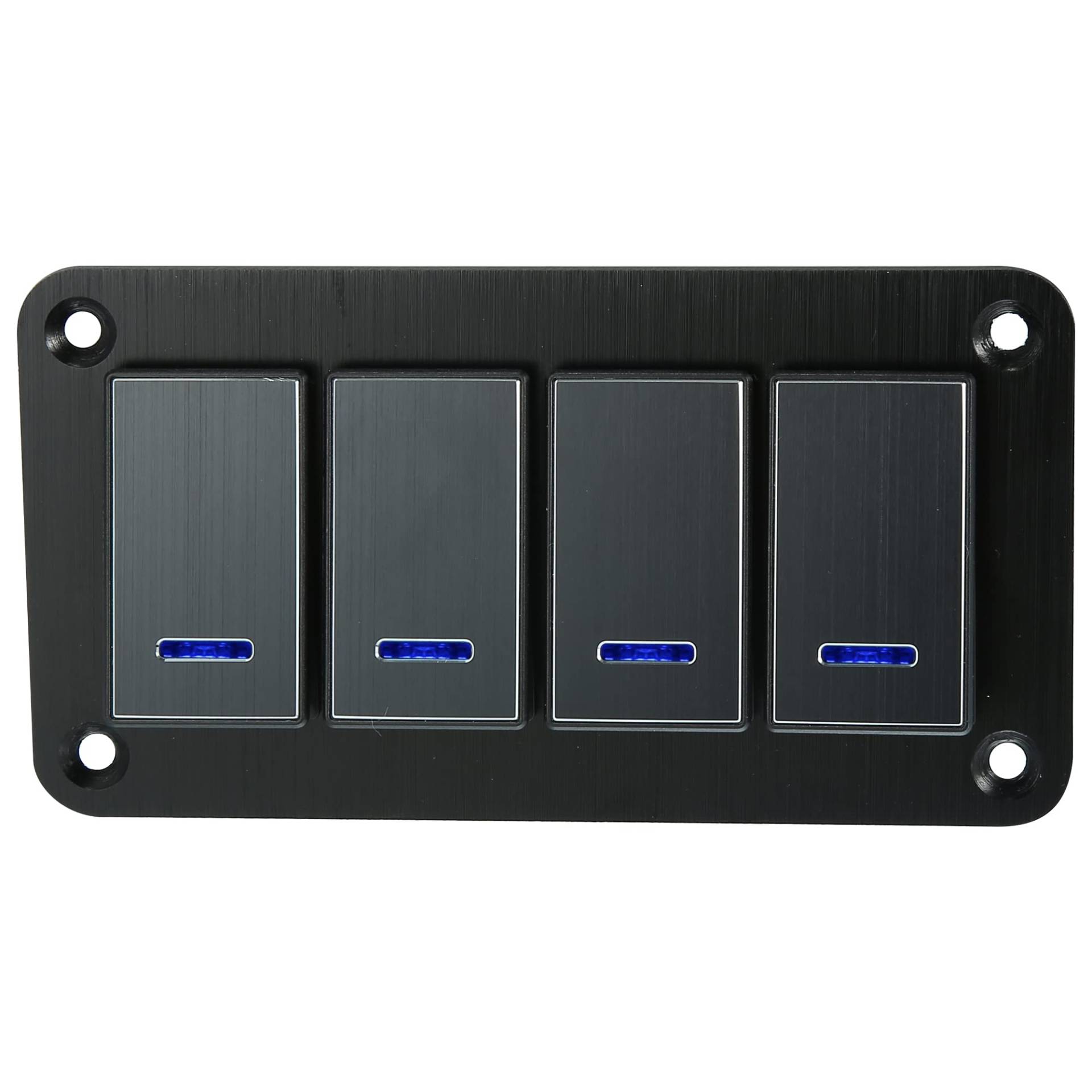 X AUTOHAUX 4 Gang Wippschalter Panel 3 Stifte Schalter DC 12V 24V Druckknopf, wasserdichte Aluminiumlegierung mit Blau LED X AUTOHAUX 4 Gang Wippschalter Panel 3 Stifte Schalter DC 12V 24V Druckknopf, wasserdichte Aluminiumlegierung mit Blau LED von X AUTOHAUX