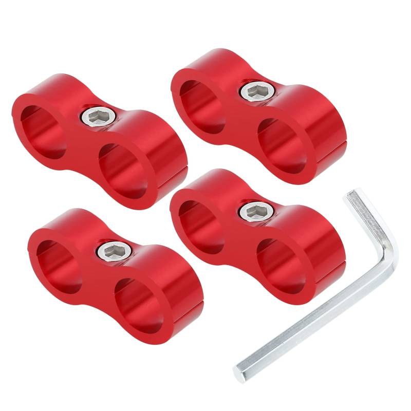 X AUTOHAUX 4 x Schlauchabscheider AN8, 16 mm, Rot, mit Schraubenschlüssel für Auto von X AUTOHAUX