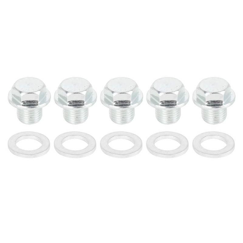 X AUTOHAUX 5 Satz M12x1.25 Ölablassschraube mit O-Ring Metall Automotor Ölwanne Ablassschraube Silber von X AUTOHAUX
