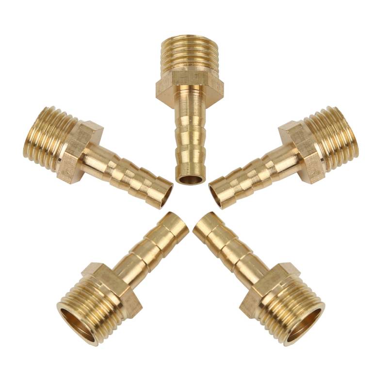 X AUTOHAUX 5 Stück 6mm Schlauch NPT Männlicher Messing Schlauch Widerhaken Fitting für Auto G 1/4" von X AUTOHAUX