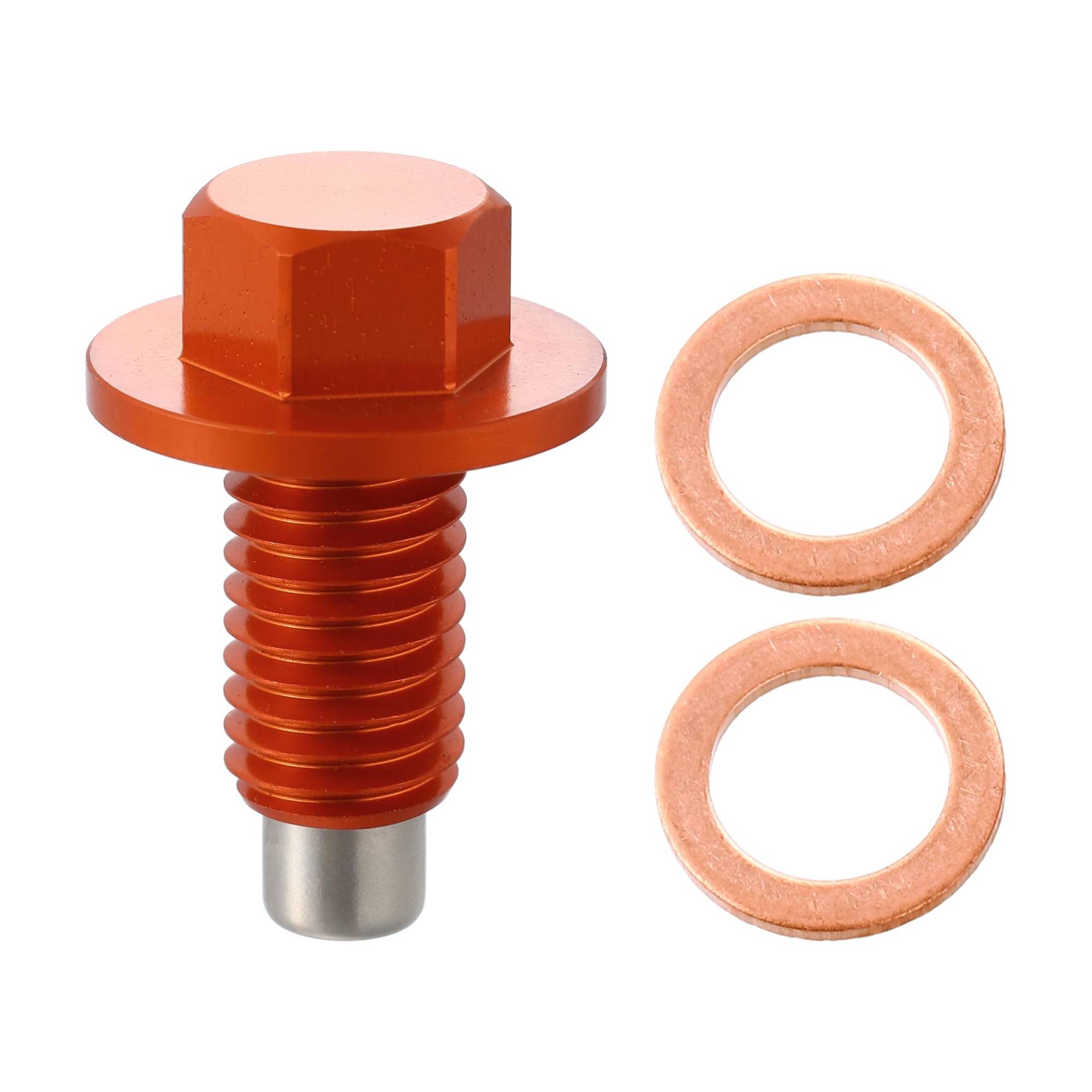 X AUTOHAUX M12 x 1,75 Magnetischer Ölablassstopfen Ablassstopfenadapter aus Aluminiumlegierung mit Dichtungen Orange von X AUTOHAUX