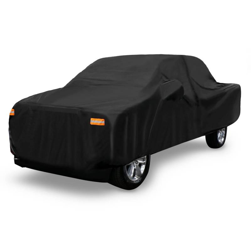 X AUTOHAUX Pickup-Truck-Abdeckung für Ford F150 Crew Cab 1,8 m Bett Pickup 4-Türer 2004–2021 Outdoor Wasserdicht Sonne Regen Staub Wind Schnee Schutz 190T PU mit Fahrertür Reißverschluss Schwarz von X AUTOHAUX