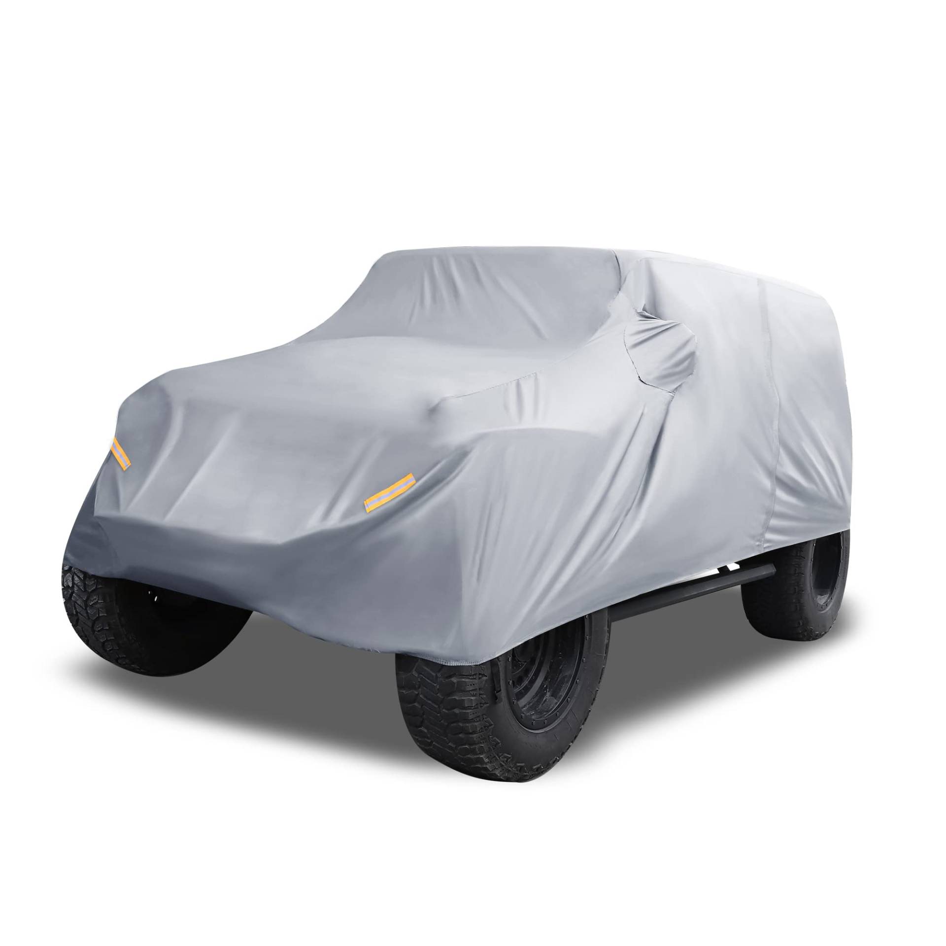 X AUTOHAUX Autoabdeckung SUV Autoplane Outdoor Wasserdicht Auto Abdeckplane für Jeep Wrangler JK JL 4 Türer 2007-2021 Grau von X AUTOHAUX