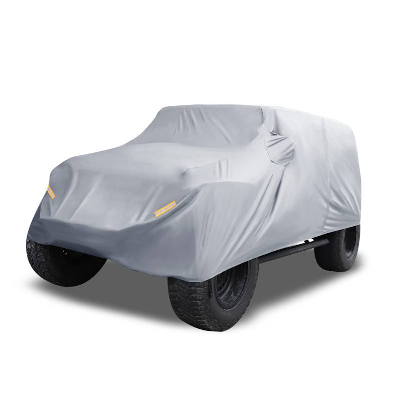 X AUTOHAUX Autoabdeckung SUV Autoplane Outdoor Wasserdicht Auto Abdeckplane für Jeep Wrangler JK JL 4 Türer 2007-2021 Grau von X AUTOHAUX
