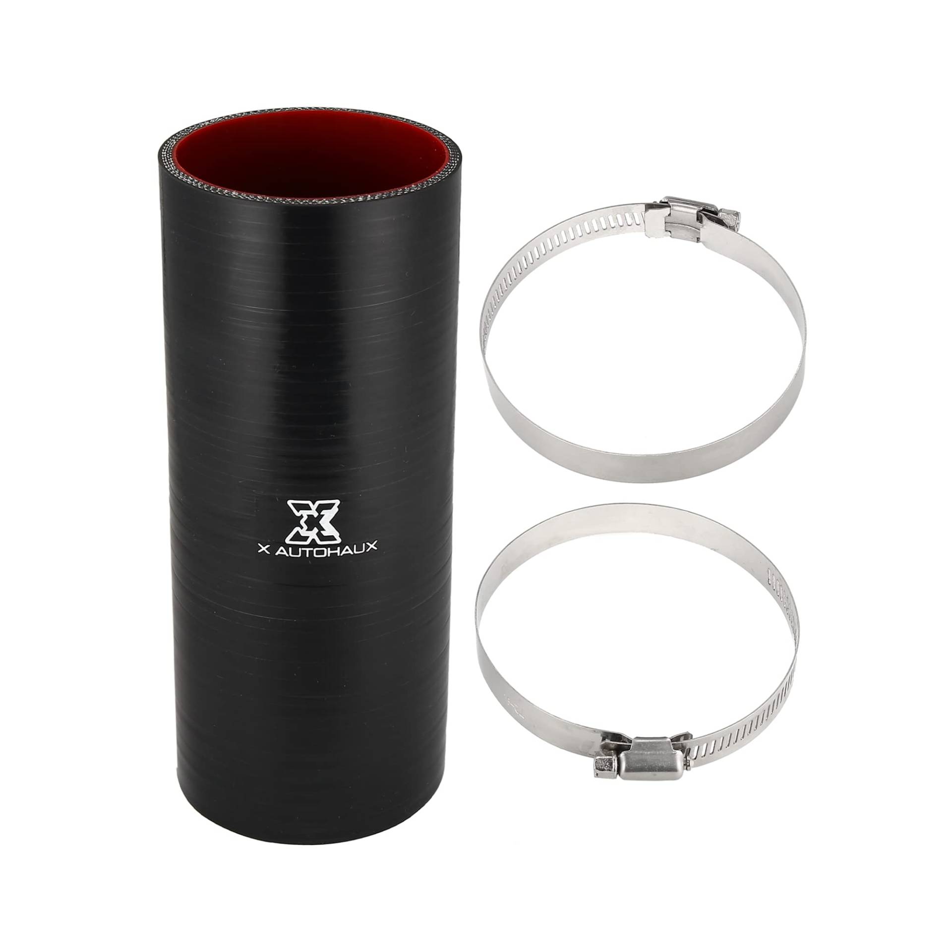 X AUTOHAUX Silikonschlauch mit Klemmen, 76 mm, Schwarz / Rot von X AUTOHAUX