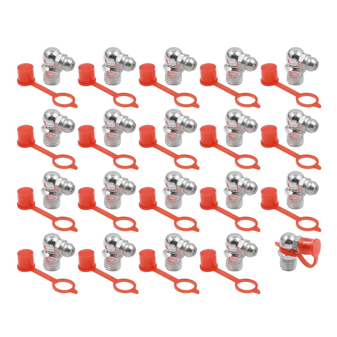 sourcing map 20 Sätze Schmiernippel M8 Fettnippel 90°Gewinde Abschmiernippel mit Staubkappen Silber sourcing map 20 Sätze Schmiernippel M8 Fettnippel 90°Gewinde Abschmiernippel mit Staubkappen Silber von X AUTOHAUX