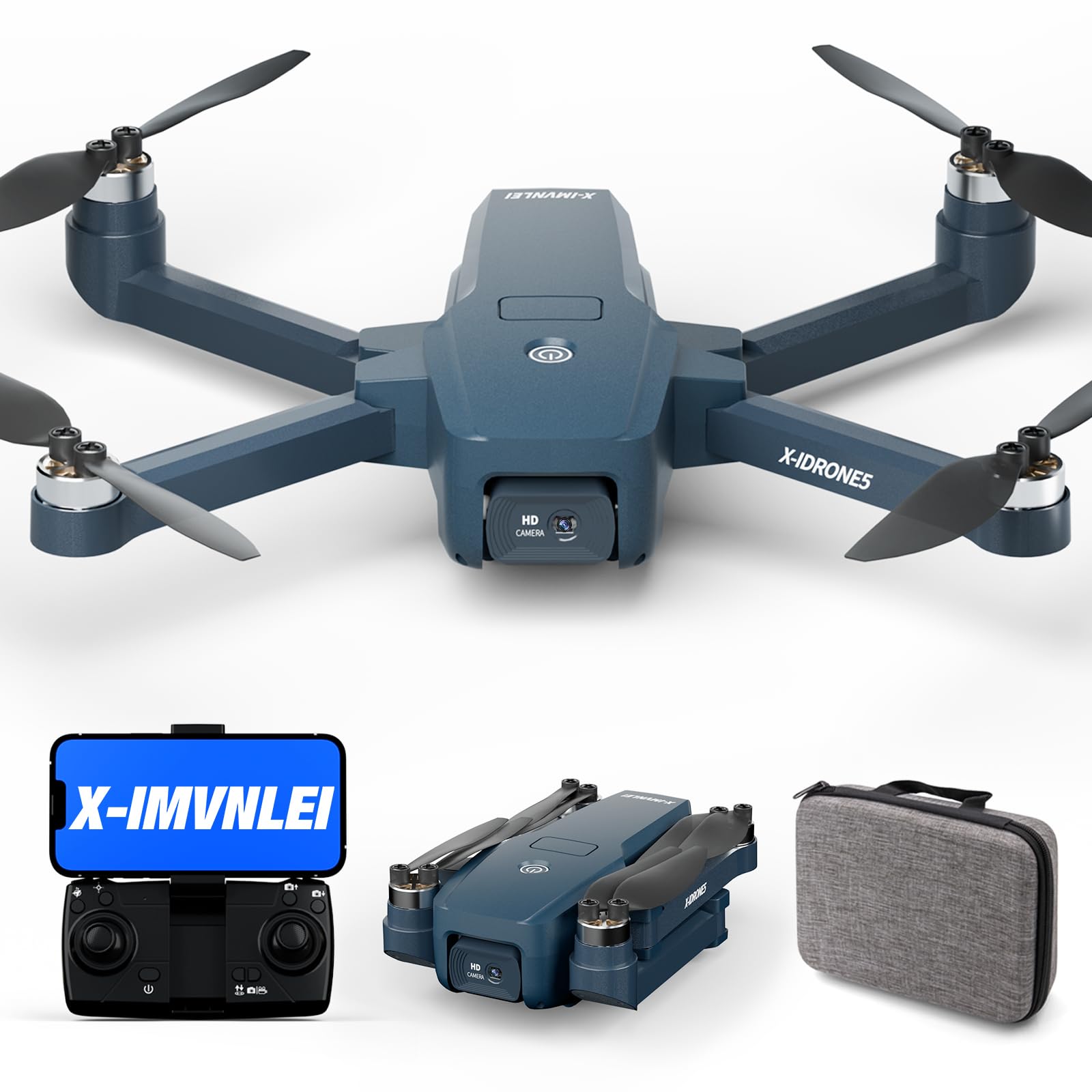 X5 GPS Drohne mit Kamera 4K für Anfänger Erwachsener, 5G WiFi Übertragung Faltbar FPV RC Quadcopter Drone Höhe Halten Follow Me 38 Min, Brushless Motor, Windbeständig 4 Level, Auto Return von X-IMVNLEI