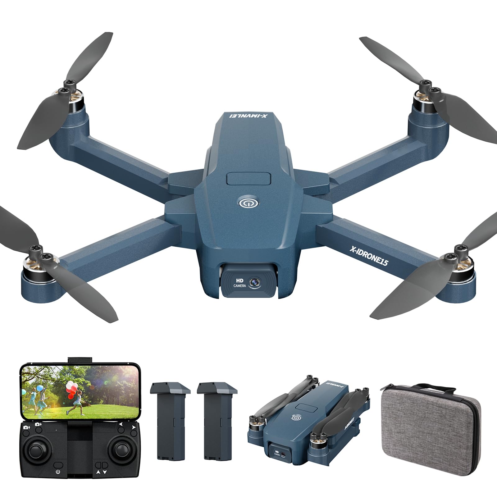 X15 Drohne mit bürstenlosem Motor, 4K HD-Kamera für Anfänger, 11 m/s MAX Livello Vento 4, Fernbedienung, 5G WiFi FPV Video, Erwachsene, Professional, RC-Quadcopter, UAV, Helikopter-Drohne, 2 Akkus von X-IMVNLEI