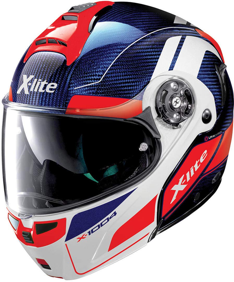 X-Lite X-1004 ULTRA CHARISMA CARBON TINTE BLUE GLOSSY WHITE CHIN GUARD S von X-Lite