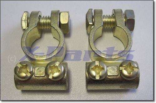 X-Parts Batterie-Klemmen 2er Set Plus & Minus Autobatterie ø 15-19 mm Silber von X-Parts