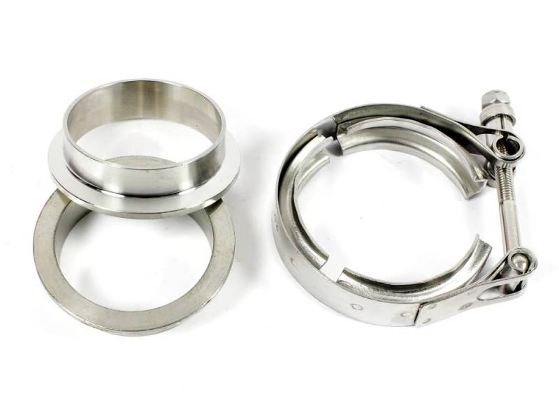 1010629 V-Band Schelle SET mit FLANSCH 63,5 mm 2,5" Turbo Wastegate Auspuff Gr.A Turbolader GT30 GT35 GT28 Garrett T3 T4 16V Edelstahl V2A mit Anschweißringen 2,5" Zoll Turbo VR6 von X-Parts