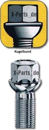 X-Parts Radschraube Schraube M15x1,25 Kugel R14 Schaftlänge 32mm M1525KU32 von X-Parts