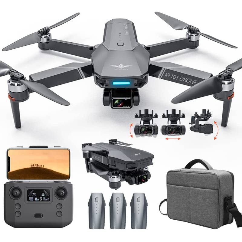 X-Verse KF101MAX Drohne mit Kameras 4K HD, 3 Achsen Gimbal+EIS+Repeater, 5km Kontrollabstand, Professionelle FPV Quadcopter mit Bürstenlosem Motor, 3 Batterien von X-Verse