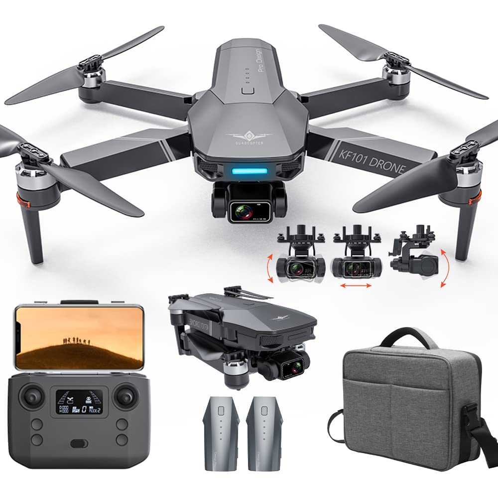 X-Verse KF101 MAX Drohne mit Kameras 4K, 3 Achsen Gimbal+EIS+Repeater, RC 5km, Professionelle FPV Faltbarer Quadcopter mit Bürstenlosem Motor für Erwachsene (2 Batterien) von X-Verse