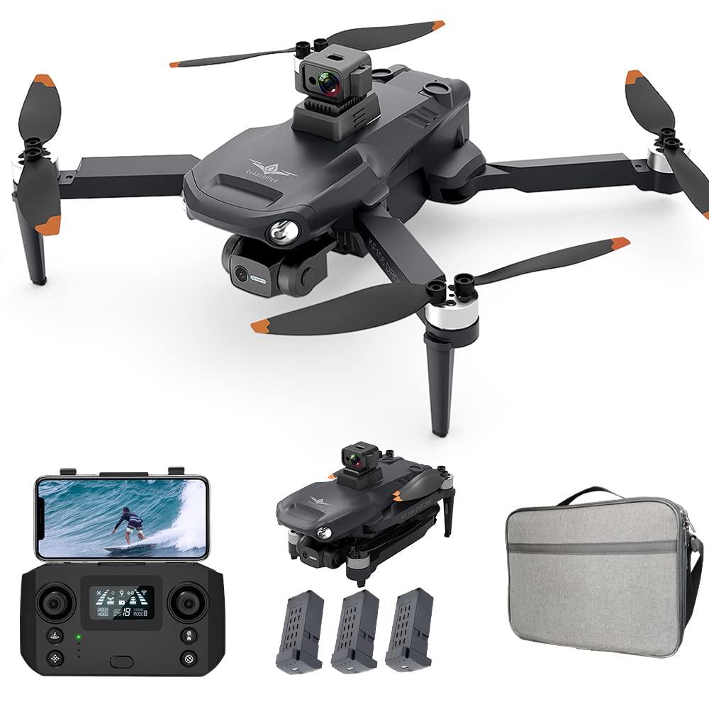 X-Verse KF106 MAX Drohne mit Kameras 4K, 3 Achsen Gimbal+EIS, 360d° Laser Hindernis Vermeidung, Professionelle GPS FPV Faltbarer Quadcopter mit Bürstenlosem Motor, 22 Minuten Flugzeit (3 Batterien) von X-Verse