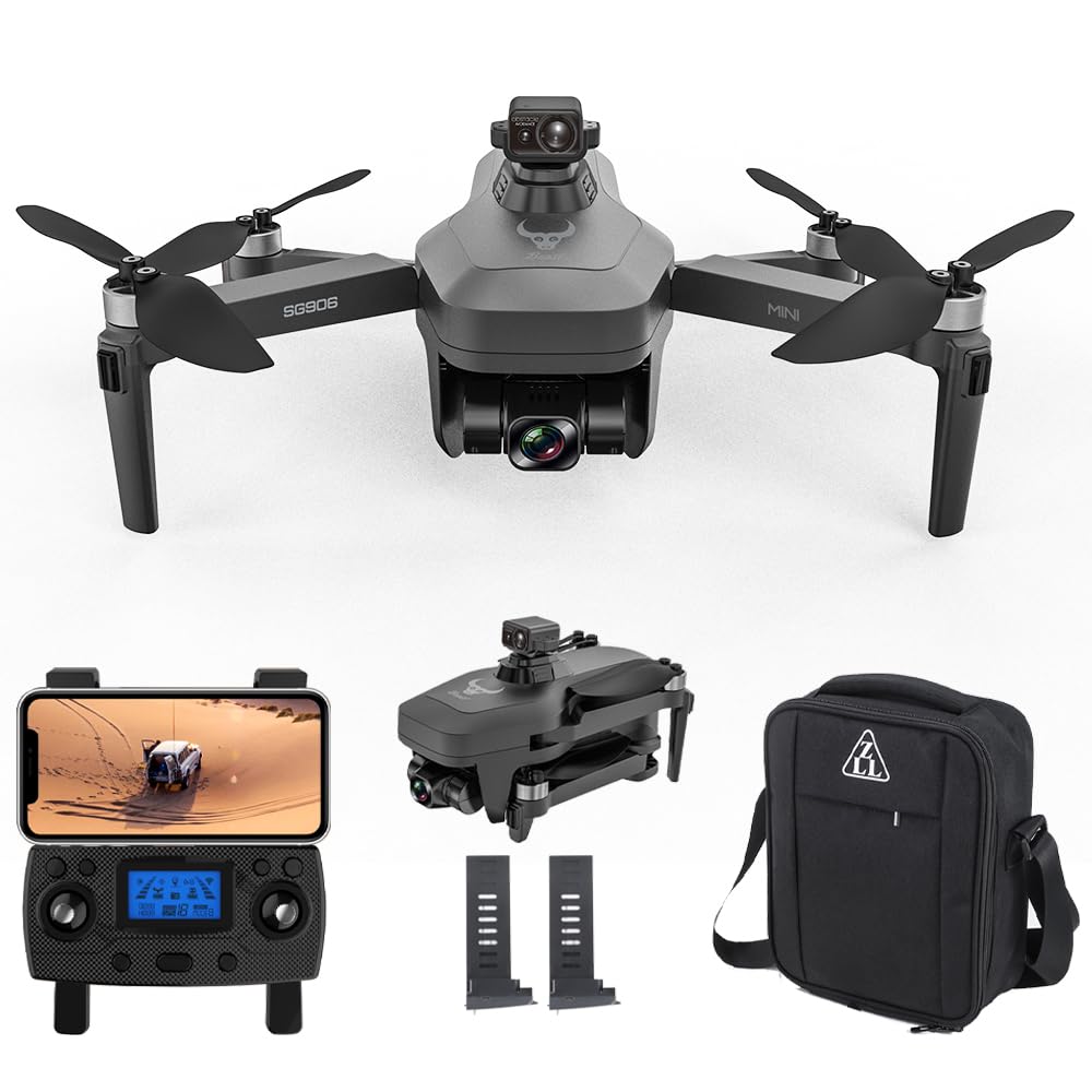 X-Verse ZLL SG906 MINI Drohne mit Kameras 4K, 3 Achsen Gimbal, 360 Grad Laser Hindernis Vermeidung, RC 1,2km, Professionelle Faltbarer Quadcopter mit Bürstenlosem Motor (2 Batterien) von X-Verse