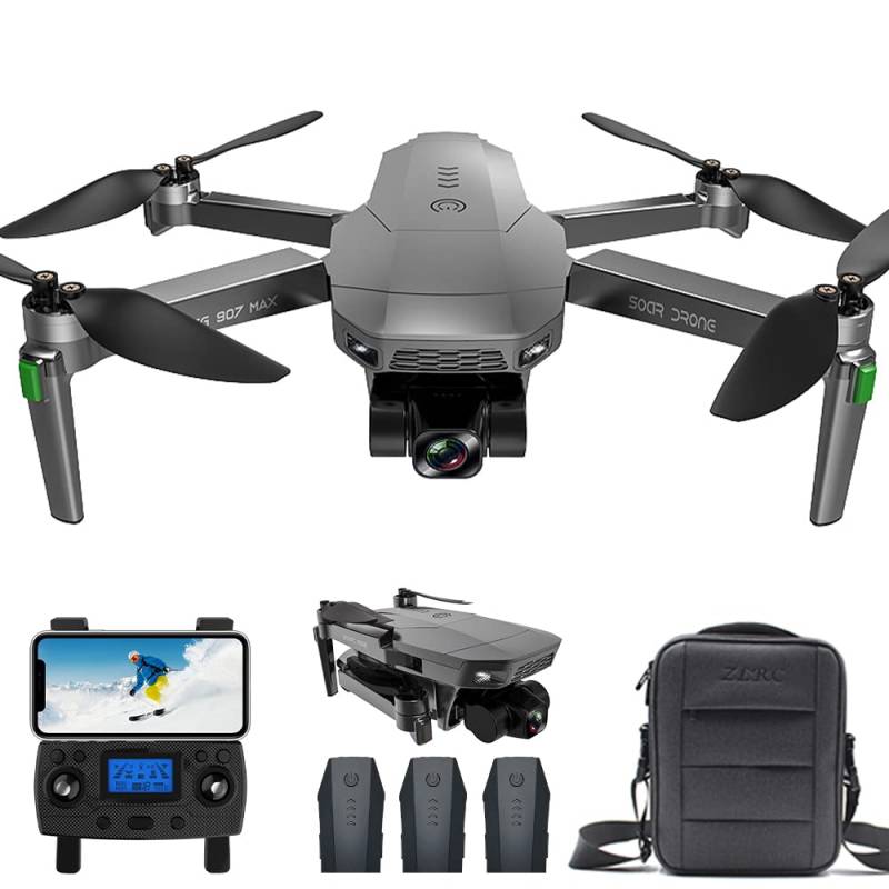 X-Verse ZLL SG907 MAX Drohne mit Kamera 4K HD, 3-Achsen Gimbal, GPS 5G WiFi FPV Return Home Follow Me, RC Quadrocopter mit Bürstenlos Motor (3 Batterien) von X-Verse