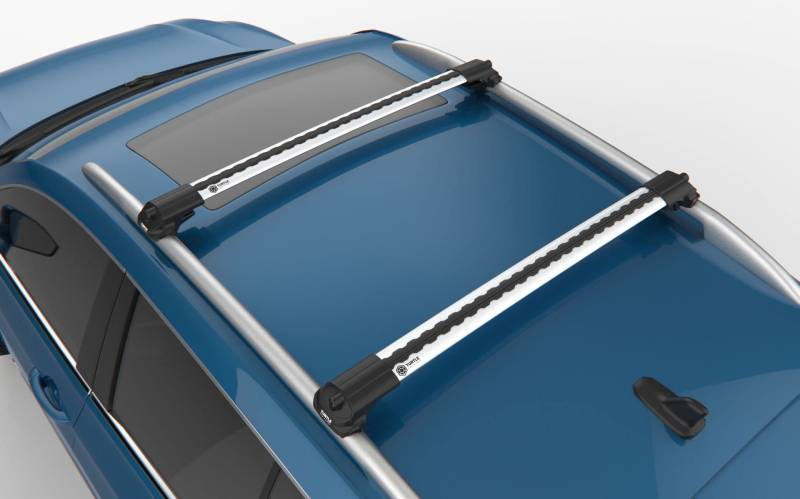 Dachträger, für Citroen C4, Kaktus, Hatchback (2014, Aluminium, Turtle, Längsstangenhalter, Diebstahlschutz, silberfarben von X-sport
