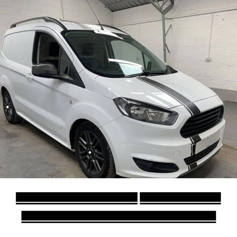 3-teilige Autoaufkleber, für Ford Transit Tourneo Courier Van Zubehör Tuning Line Motorhaube Hecktür Dekor Grafiken Vinylfolie Aufkleber von XACCBBA