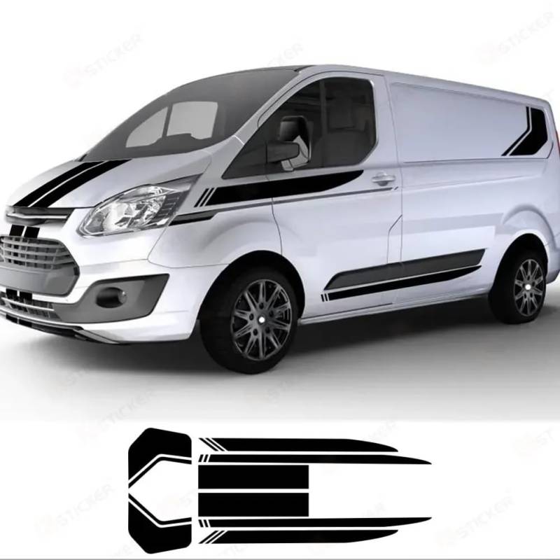 Autoaufkleber, für Ford Transit Tourneo Custom MK7 MK8 MK9 Sportstreifen Wraps Kit Van Vinyl Dekor Aufkleber Tuning Autozubehör von XACCBBA
