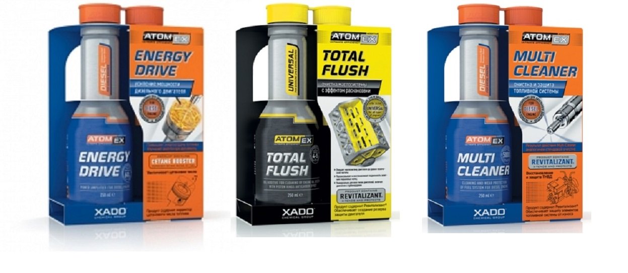 XADO ATOMEX Set Motor Spülung + Injektoren Reinigung + Cetan Booster Additiv Set für Diesel Fahrzeuge 3 - teilig von XADO