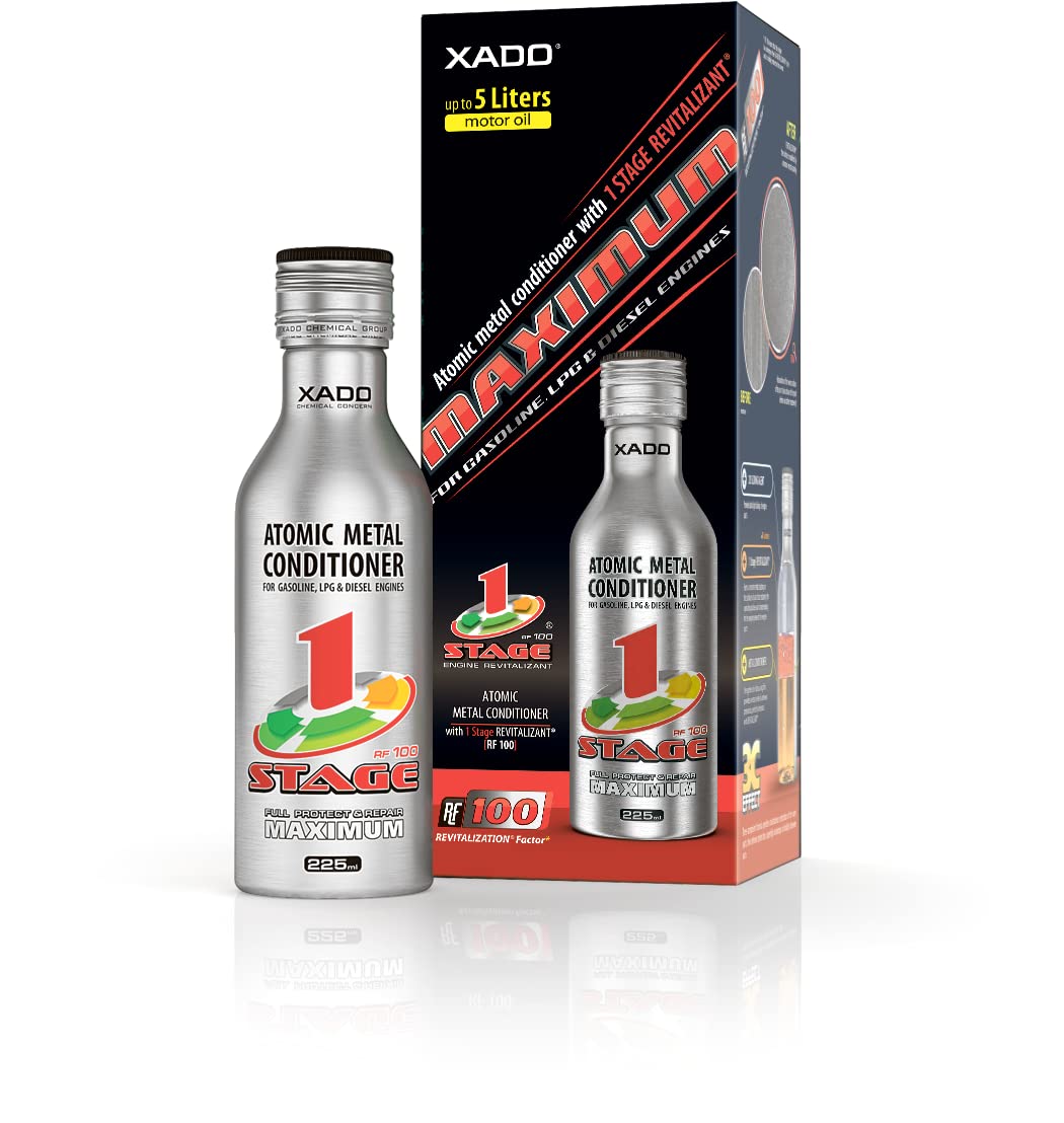 XADO Motor-Öl Additiv - Schutz für Motoren - Zusatz zur Reparatur und gegen den Verschleiß, atomarer Metallconditioner mit Revitalizant® 1Stage Maximum (bis 5L Ölvolumen) von XADO