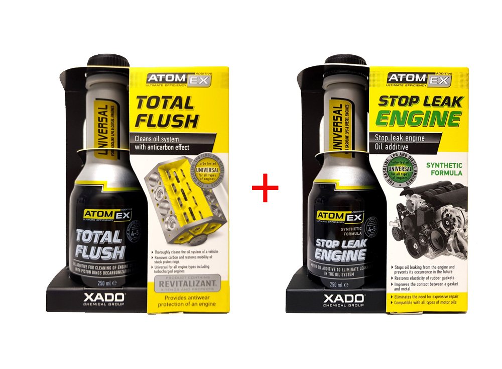 XADO Set Öl-Verlust-Stop & Motor Ölsystem-Reiniger - Stop Leak Engine & Total Flush- Atomex XADO Set Öl-Verlust-Stop & Motor Ölsystem-Reiniger - Stop Leak Engine & Total Flush- Atomex von XADO