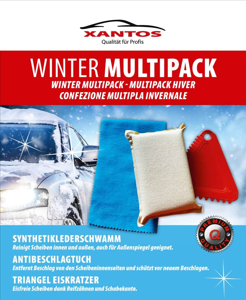 XANTOS Winter Multipack Schwamm,Antibeschlagtuch,Eiskratzer von XANTOS