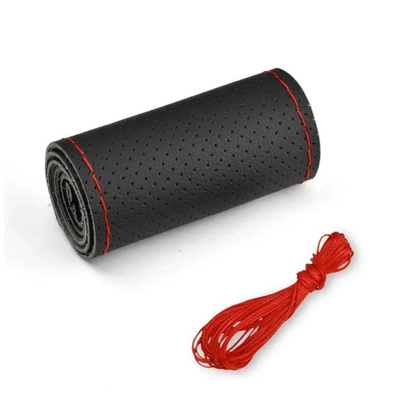Auto Lenkrad Abdeckung Für 38cm 14" Auto Lenkrad Schutz LenkradhüLlen(Black Red (Hole)) von XARNUH
