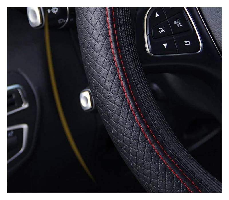Auto Lenkrad Abdeckung Schutz Abdeckung Für 37-39cm Lenkrad Schutz LenkradhüLlen(Black Red) von XARNUH