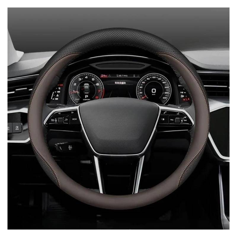Auto-Lenkradabdeckung Für Q3 Für Q5 Für A6 Für A3 Für A4 Für Q2 LenkradhüLlen(Roumd-Black Brown) von XARNUH