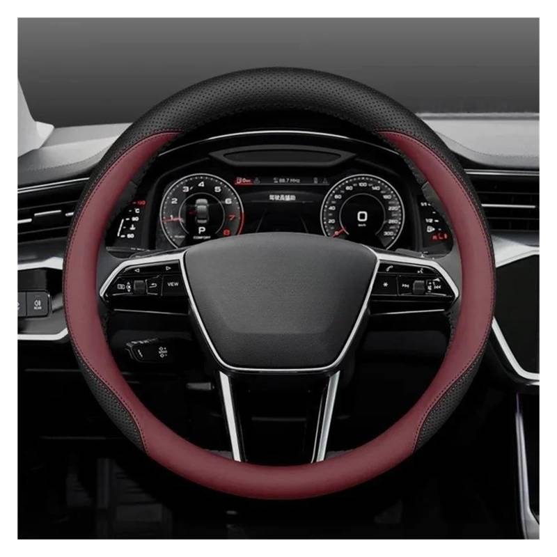 Auto-Lenkradabdeckung Für Q3 Für Q5 Für A6 Für A3 Für A4 Für Q2 LenkradhüLlen(Roumd-Wine Red) von XARNUH