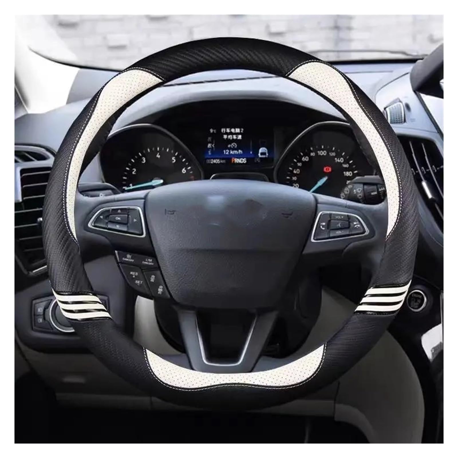 Für Focus 3 2015-2018 Für Escape Für C-MAX Für Ecosport 2018-2019 Autolenkradabdeckung LenkradhüLlen(White) von XARNUH