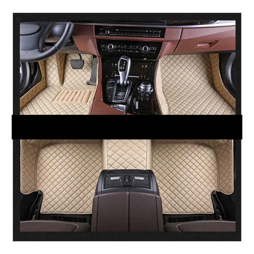 Nach Maß Auto FußMatten Für DS3 Custom Auto Fußmatten Auto Teppiche Fuß Coche Zubehör Alle Wetter Autos Matten Auto Matten Set(Beige) von XARNUH