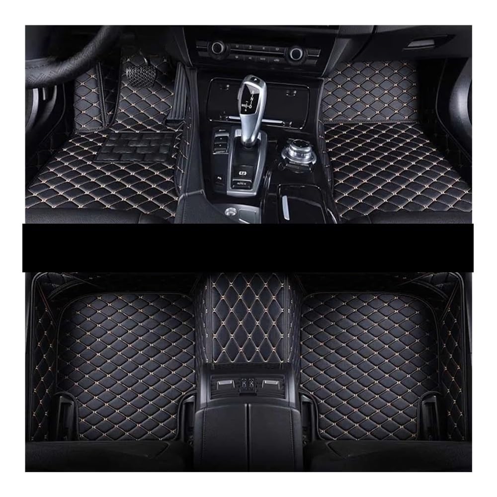 Nach Maß Auto FußMatten Für DS3 Custom Auto Fußmatten Auto Teppiche Fuß Coche Zubehör Alle Wetter Autos Matten Auto Matten Set(Black Beige) von XARNUH
