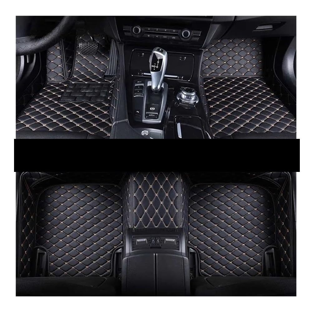 Nach Maß Auto FußMatten Für Hyundai Für Grand Für Santafe 7seats 2013 2014 2015 2016 2017 2018 Custom Car Fußmatten Auto Teppiche(Black Beige) von XARNUH