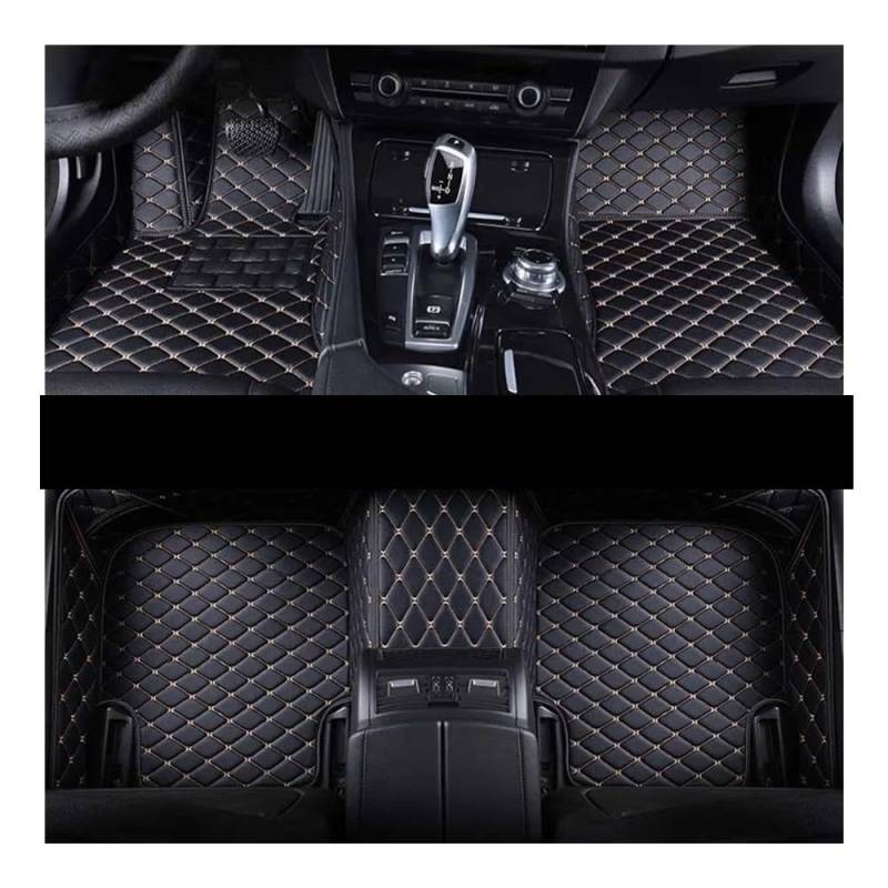 Nach Maß Auto FußMatten Für Hyundai Für Grand Für Santafe 7seats 2013 2014 2015 2016 2017 2018 Custom Car Fußmatten Auto Teppiche(Black Beige) von XARNUH