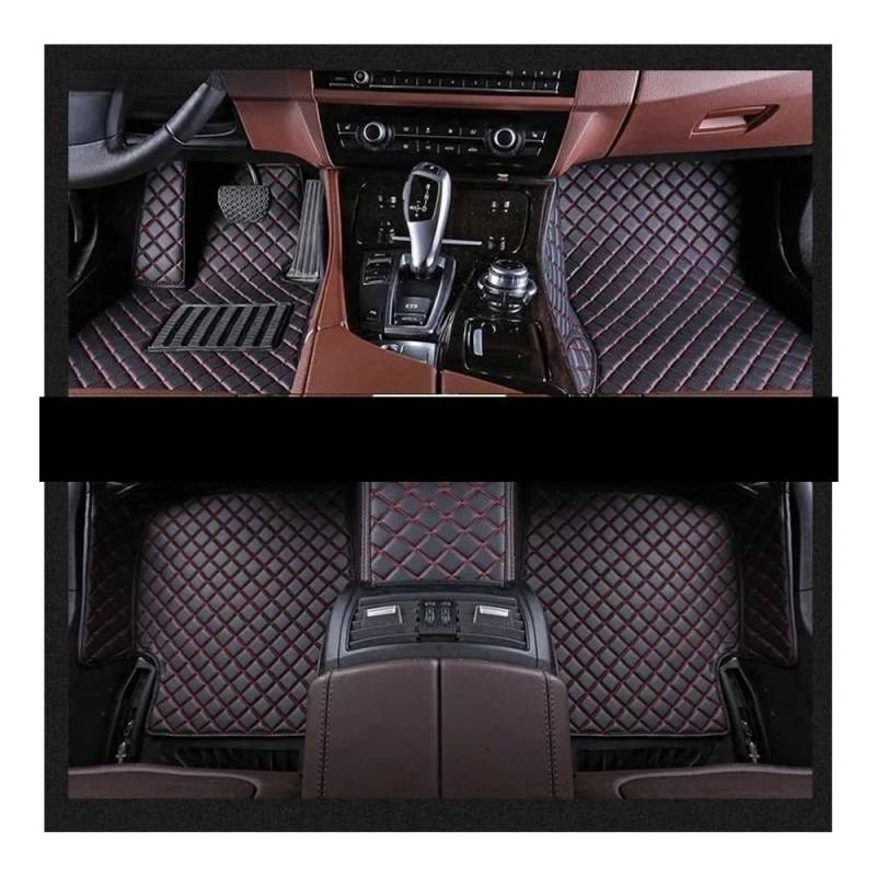 Nach Maß Auto FußMatten Für Tucson Für IX35 2021 2022 2023 Custom Auto Fußmatten Auto Teppiche Fuß Coche Zubehör Auto Matten Set(Black Red) von XARNUH